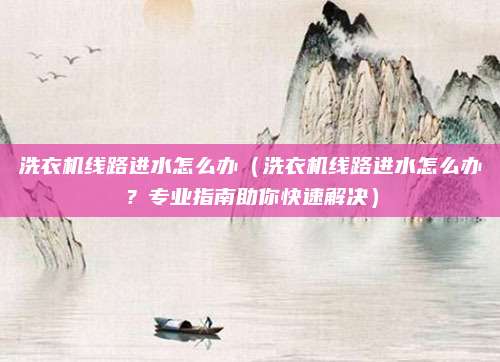 洗衣機線路進水怎么辦（洗衣機線路進水怎么辦？專業指南助你快速解決）
